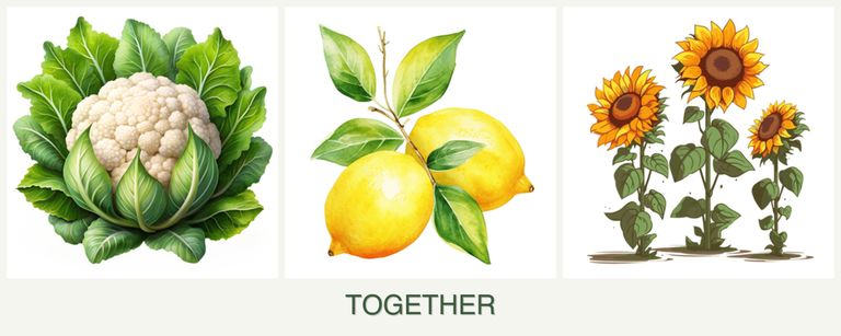 Can you plant cauliflower, lemons and sunflowers together?