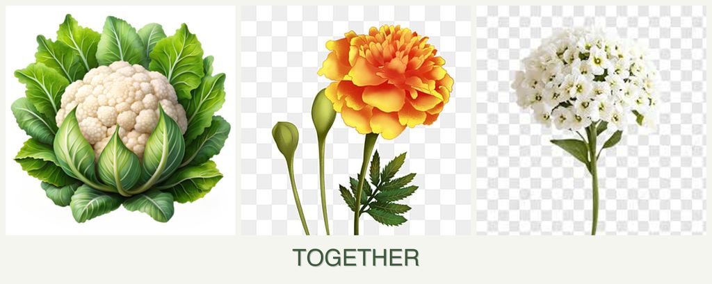 Can you plant cauliflower, marigolds and alyssum together?