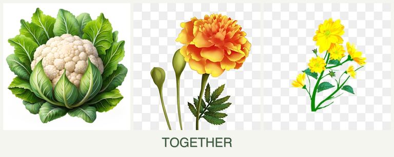 Can you plant cauliflower, marigolds and calendula together?