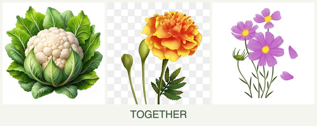 Can you plant cauliflower, marigolds and cosmos together?