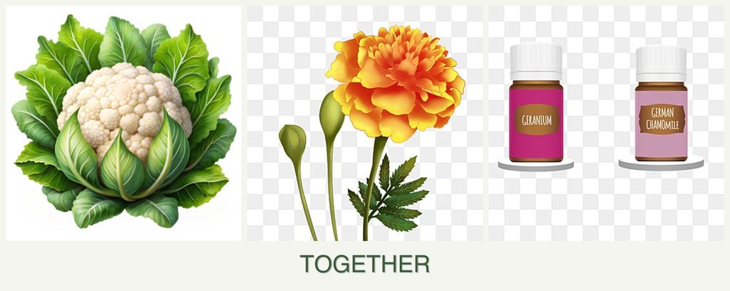 Can you plant cauliflower, marigolds and geraniums together?