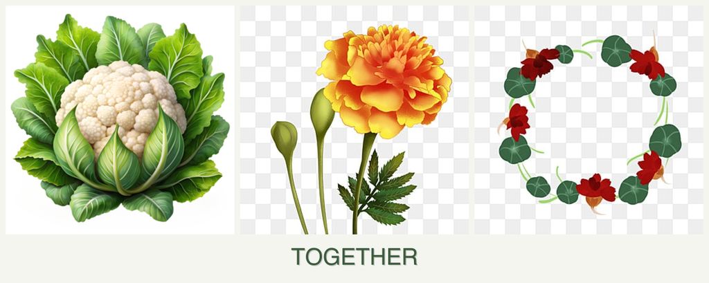 Can you plant cauliflower, marigolds and nasturtiums together?
