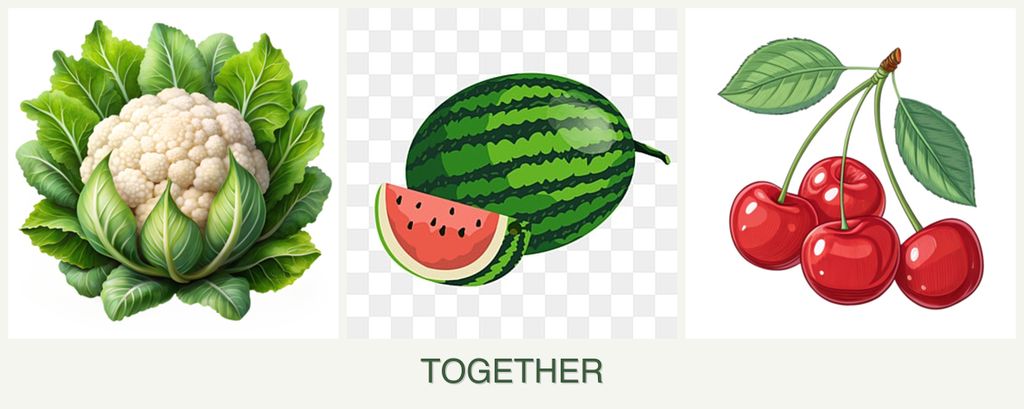 Can you plant cauliflower, melons and cherries together?
