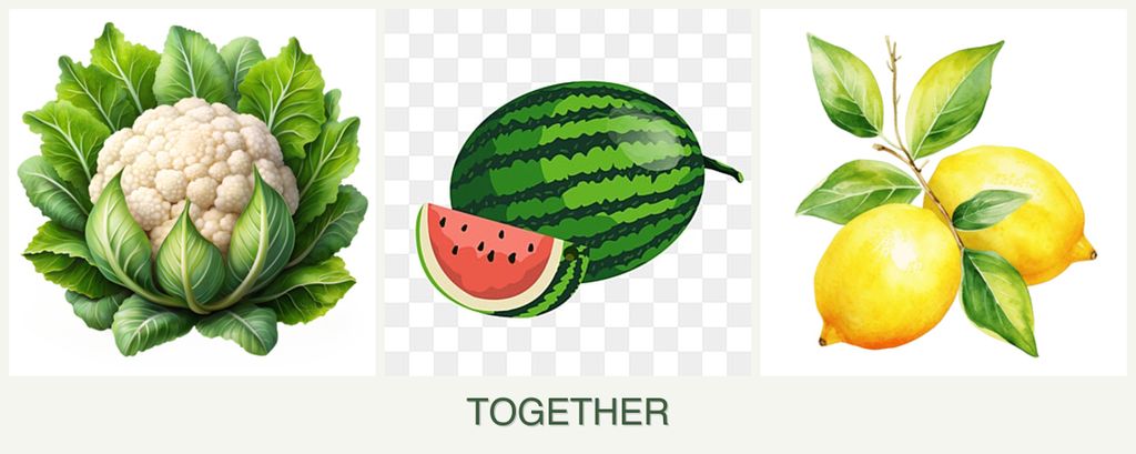 Can you plant cauliflower, melons and lemons together?