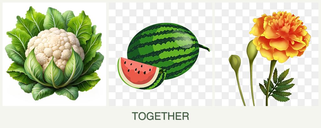 Can you plant cauliflower, melons and marigolds together?