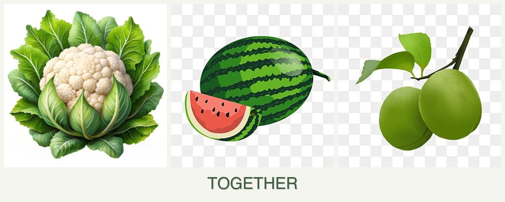 Can you plant cauliflower, melons and plums together?