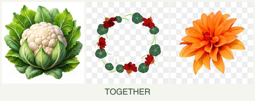 Can you plant cauliflower, nasturtiums and dahlias together?