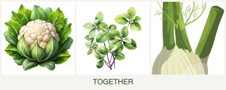 Can you plant cauliflower, oregano and fennel together?