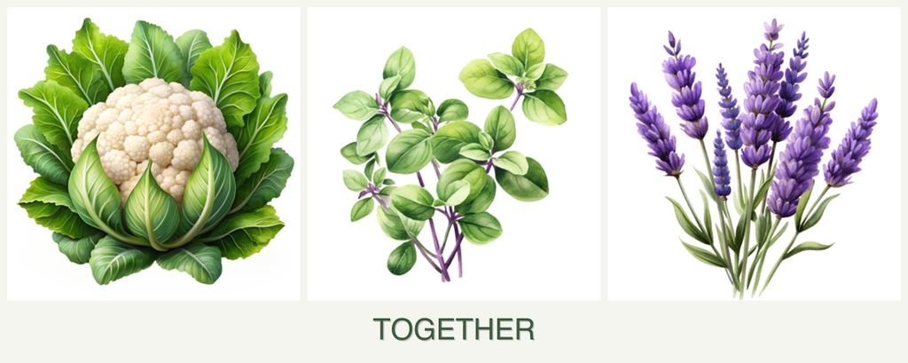 Can you plant cauliflower, oregano and lavender together?