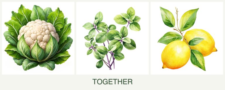 Can you plant cauliflower, oregano and lemons together?