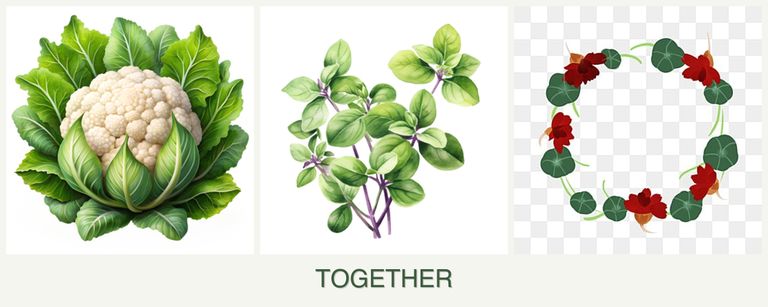 Can you plant cauliflower, oregano and nasturtiums together?