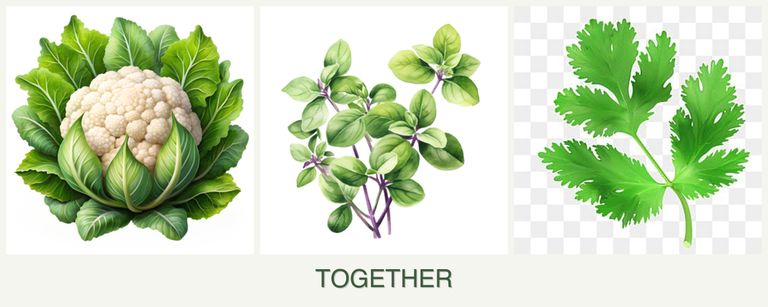 Can you plant cauliflower, oregano and parsley together?