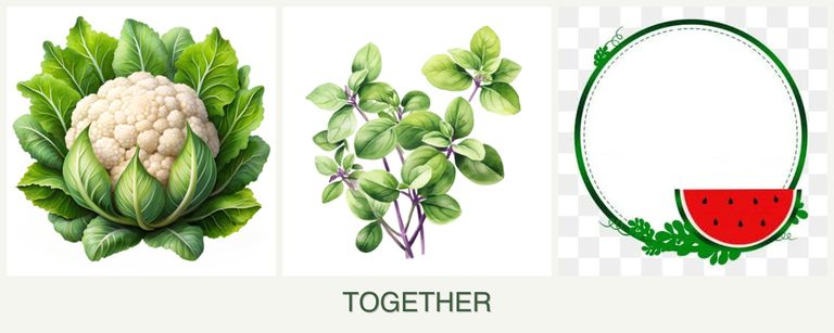 Can you plant cauliflower, oregano and watermelons together?