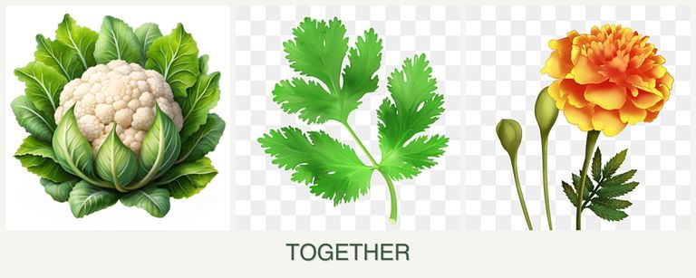 Can you plant cauliflower, parsley and marigolds together?
