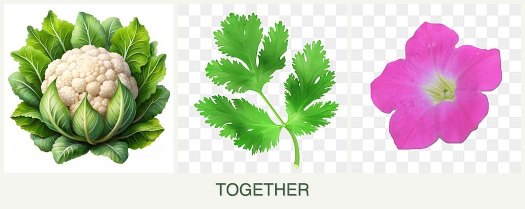 Can you plant cauliflower, parsley and petunias together?