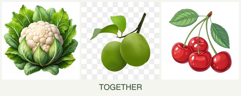 Can you plant cauliflower, plums and cherries together?