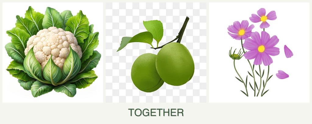 Can you plant cauliflower, plums and cosmos together?