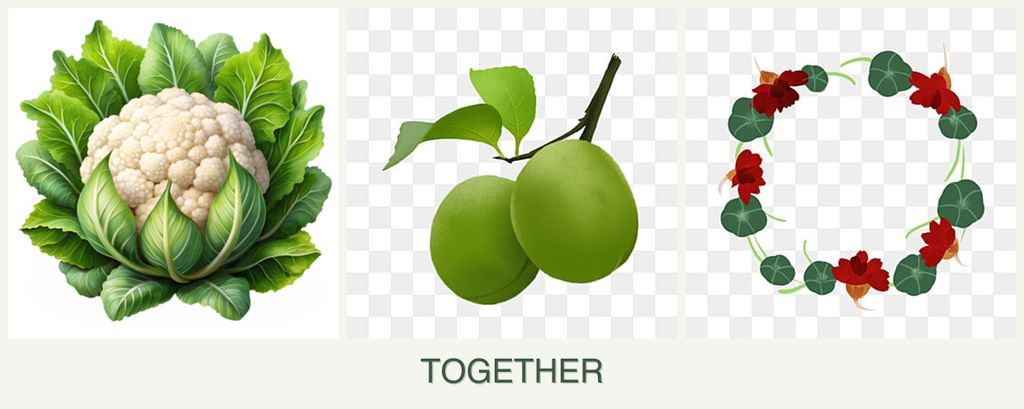 Can you plant cauliflower, plums and nasturtiums together?