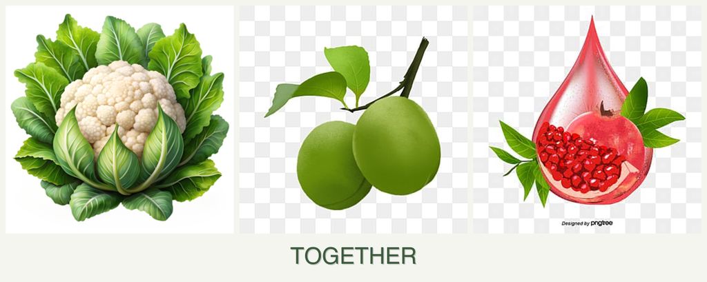 Can you plant cauliflower, plums and pomegranates together?