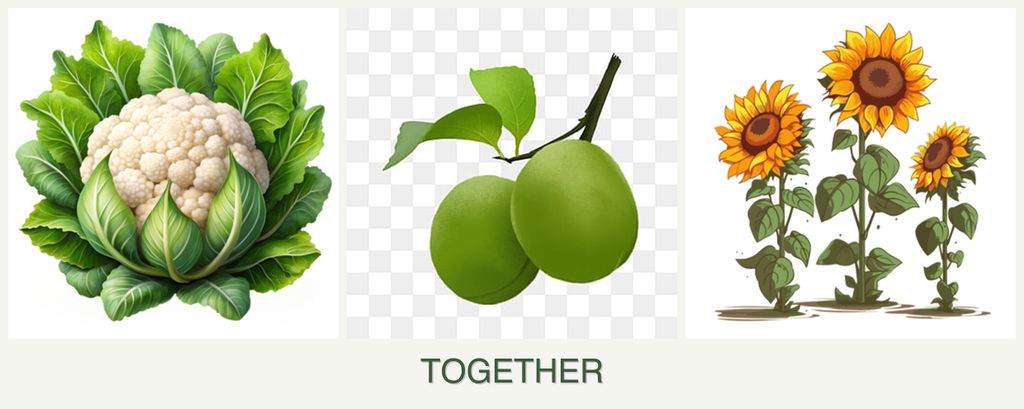 Can you plant cauliflower, plums and sunflowers together?