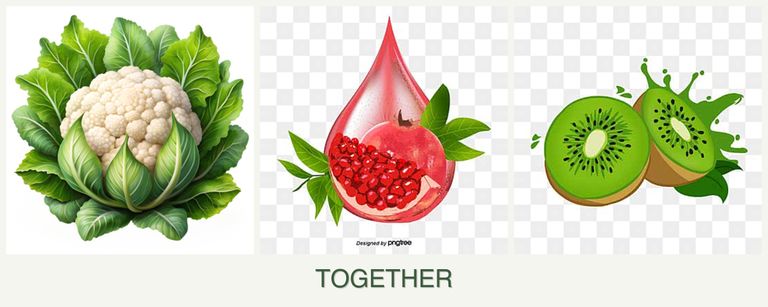 Can you plant cauliflower, pomegranates and kiwi together?