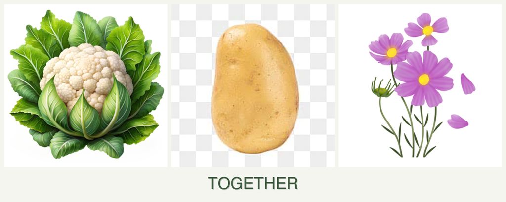 Can you plant cauliflower, potatoes and cosmos together?