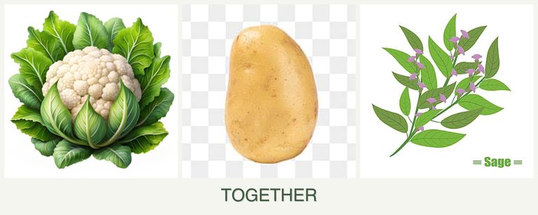 Can you plant cauliflower, potatoes and sage together?