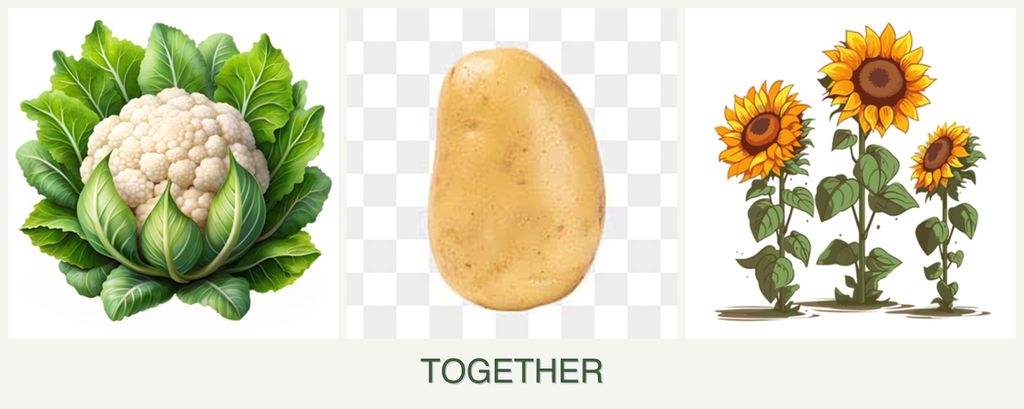 Can you plant cauliflower, potatoes and sunflowers together?