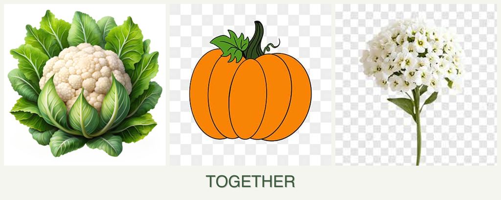 Can you plant cauliflower, pumpkin and alyssum together?