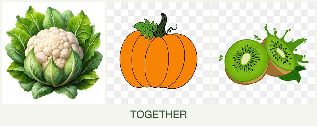 Can you plant cauliflower, pumpkin and kiwi together?