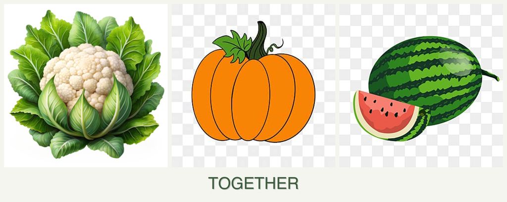 Can you plant cauliflower, pumpkin and melons together?