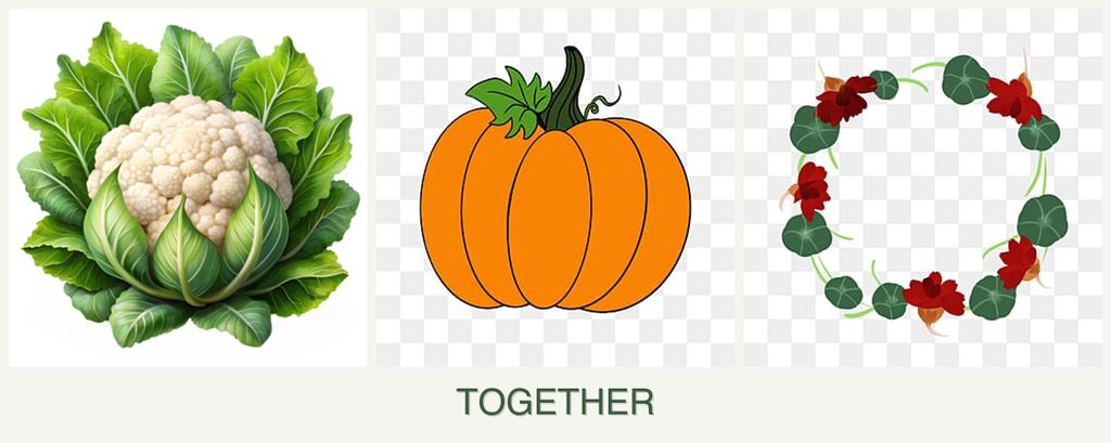 Can you plant cauliflower, pumpkin and nasturtiums together?