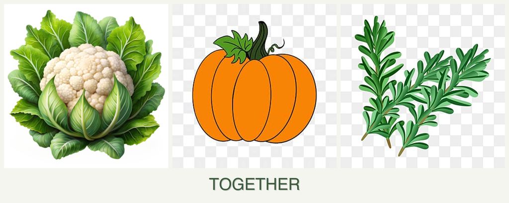 Can you plant cauliflower, pumpkin and rosemary together?