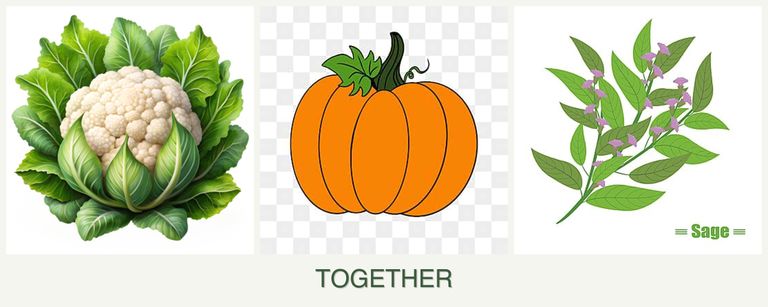 Can you plant cauliflower, pumpkin and sage together?