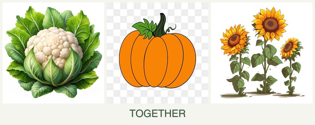 Can you plant cauliflower, pumpkin and sunflowers together?