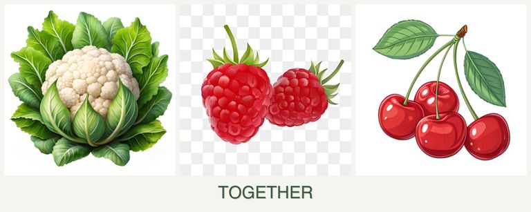 Can you plant cauliflower, raspberries and cherries together?
