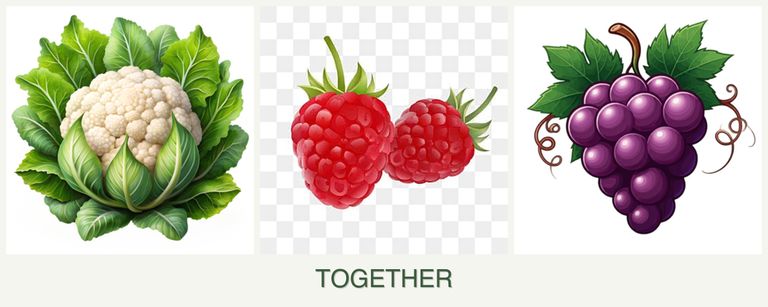 Can you plant cauliflower, raspberries and grapes together?