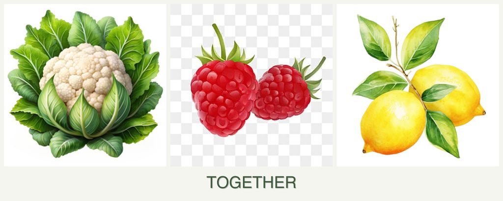 Can you plant cauliflower, raspberries and lemons together?