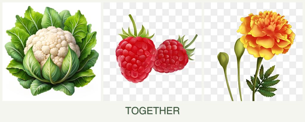 Can you plant cauliflower, raspberries and marigolds together?