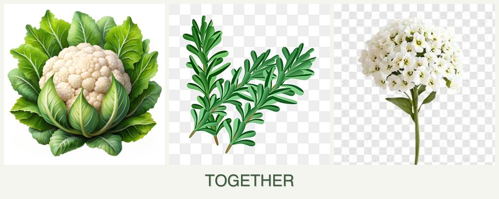 Can you plant cauliflower, rosemary and alyssum together?