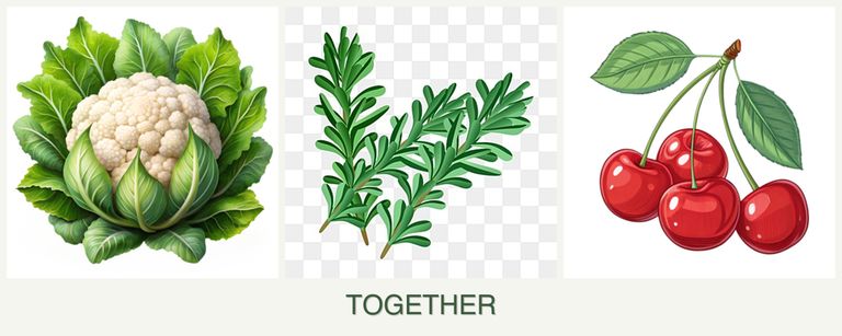 Can you plant cauliflower, rosemary and cherries together?