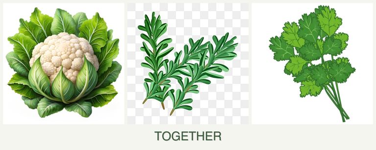 Can you plant cauliflower, rosemary and cilantro together?