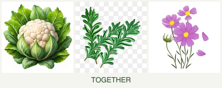 Can you plant cauliflower, rosemary and cosmos together?