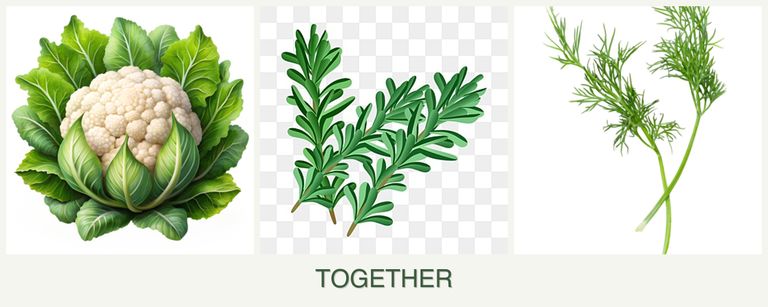 Can you plant cauliflower, rosemary and dill together?