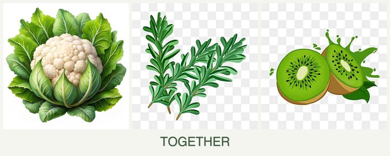Can you plant cauliflower, rosemary and kiwi together?