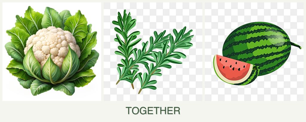 Can you plant cauliflower, rosemary and melons together?
