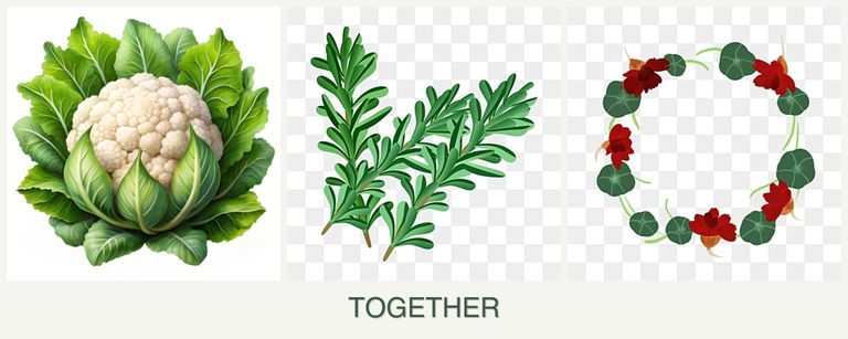 Can you plant cauliflower, rosemary and nasturtiums together?