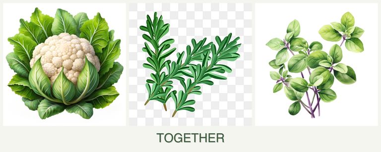 Can you plant cauliflower, rosemary and oregano together?