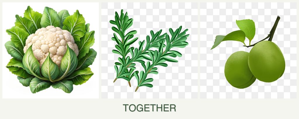 Can you plant cauliflower, rosemary and plums together?