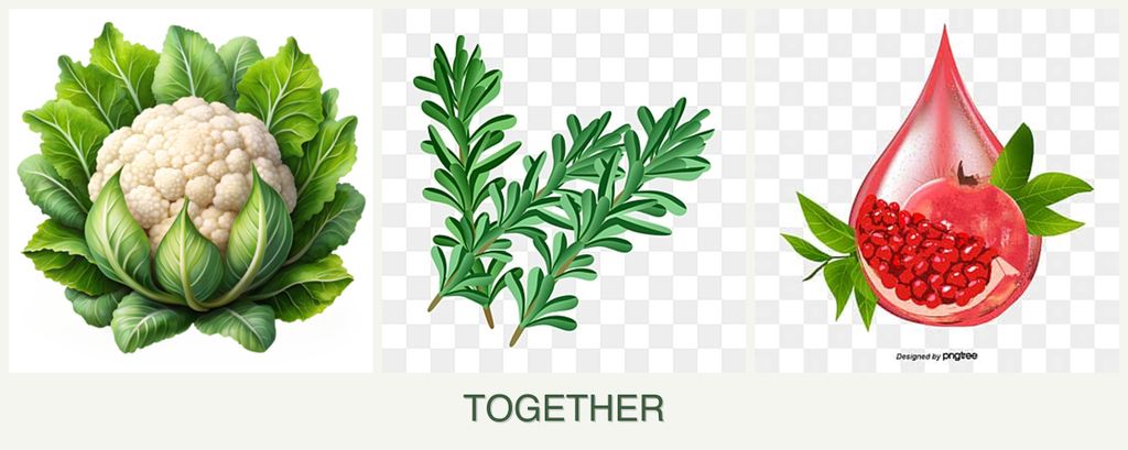 Can you plant cauliflower, rosemary and pomegranates together?